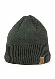 Elkline Strickmütze mit farbigem Rand und Fleece, Farbe:oliv
