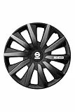 Sparco Satz von 4 Radkappen 15“. Modell Milano Schwarz/Grau. Sportliches Design für Ihre Autofelgen. Starke und haltbare Konstruktion.