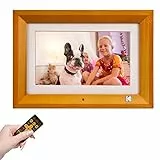 KODAK Digitaler Bilderrahmen 10 Zoll mit Fernbedienung, Hölz Elektronischer Fotorahmen No WLAN, 8 GB Speicher, 1280x800 IPS, Unterstützung Bild, Video, Musik, USB, SD Karte und Automatisch Drehende