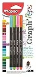 Maped M749143 - Fineliner Graph Peps Fancy, Metallspitze 0.4 mm, 4er Packung