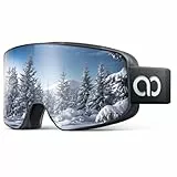 Lamicall Skibrille Damen, OTG Snowboardbrille Herren - [TOP Patentierte Anti-Fog] Verspiegelt Ski Brille für Brillenträger, Ultra HD Snowboard Brille Schutzbrille, UV400 Schneebrille mit Blendenschutz