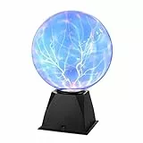 LEDMOMO Plasmaball Magische Plasmakugel Blau Licht Blitze Touch Sensitive Lampe 8 Zoll