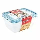keeeper Tiefkühldosenset 3-teilig, Wiederbeschreibbarer Deckel, 3 x 1,25 l, 20,5 x 15,5 x 6,5 cm, Mia Magic Ice, Nordic Blue