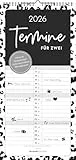 Alpha Edition - Termine für 2 Black and White Kalender 2026 – 22x45 cm – Familienplaner mit 2 Spalten – Inkl. Sticker – Praktischer Terminplaner für Paare – Mit Feiertagen & Ferienterminen