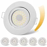 cloksh LED Einbaustrahler 230V Flach Dimmbar LED Spots 6W IP44 Bad Einbauleuchten Weiß Deckenspots Deckenstrahler,Warmweiß 3000K Schwenkbar Einbauspots für Badezimmer Küche Wohnzimmer,6er Set