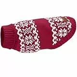Hunter Hundepullover BIRKA, Warmer Strickpullover für Hunde, weiches Chenille-Garn, mit Rollkragen & Norwegermuster, maschinenwaschbar bei 30°C, Farbe: rot, Größe: 60