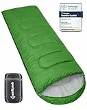 KingCamp Oasis Deckenschlafsäcke mit Kopfteil für Erwachsenen Leichtgewicht 3 Jahreszeiten, Grün, 220 × 75 cm