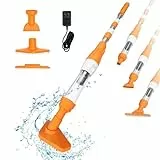 PoolyPoly 3 en 1 Poolsauger Kabellos mit Akku, Pool Handsauger Bodensauger, 90 Minuten Laufzeit Poolreiniger mit Teleskopstange, Pool Staubsauger für kleine Pools, Spas, Whirlpools, Orange