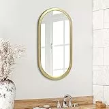 Americanflat Spiegel Oval 30x61 cm - Großer Spiegel mit Plastikrahmen für Badezimmer, Wohnzimmer Oder Schlafzimmer - Goldener Wandspiegel mit Abgerundetem Rahmen