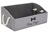 MOREZI Aufbewahrungsbox für Haustierspielzeug aus Segeltuch,faltbare Aufbewahrungsbox für Hundespielzeug,zum Organisieren von Spielzeug für Haustiere,Zubehör und Zubehör usw-Hund-Schneegrau