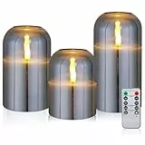 CCLIFE LED Kerzen 3er Set mit Fernbedienung Timer Funktion 300 Stunden flackernde Paraffin Echtwachs Kerze flammenlose Batteriebetrieb