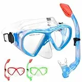 Schnorchelset Kinder, Taucherbrille Kinder mit Schnorchel Anti Leck Anti Fog HD Tauchmasken Dry Schnorchel für 4-13 Jahren Jungen Mädchen