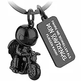 FABACH Motorrad Schlüsselanhänger mit Schutzengel und Gravur - Fahr vorsichtig Engel für Motorradfahrer - Glücksbringer Motorradführerschein