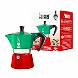Bialetti - Moka Express Italia Kollektion: Ikonische Espressomaschine für die Herdplatte, macht echten Italienischen Kaffee, Moka-Kanne für 3 Tassen (130 ml), Aluminium, in Rot-Grün-Silber gefärbt