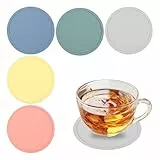 5 Stück Silikon Untersetzer Rund für Gläser,10cm, Bunt Getränkeuntersetzer für Bars,Cafés,Haus,Party,Büro,Silikons Glasuntersetzer, Tassenuntersetzer Rutschfester Hitzebeständiger Coasters, 5 Farben
