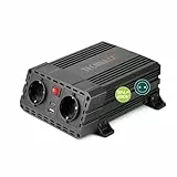 Technaxx KFZ Wechselrichter 12V auf 230V - TÜV Rheinland zertifiziert Auto Inverter mit 2x Schuko-Stecker und 2x USB-Port - Power 600W / 1200W (Spitze) – Spannungswandler TE19