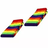 SOIMISS 2 Paar Regenbogen Kniestrümpfe Bunt Gestreifte Kniestrümpfe Lange Röhrensocken Clownsocken für Kinder Kinder