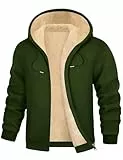 heekpek Herren Kapuzenjacke Winter Kapuzenpullover mit Reissverschluss Casual Warm Fleecejacke Classic Sweatjacke Kapuzenpulli Herren Hoodie, Armeegrün, XL