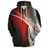 LUNULE Oversized Hoodie Herren Zip Y2K 3D Druck Langarm Kapuzenpullover Mit Tasche Bunte Muster Pullover Kapuze Schwarz