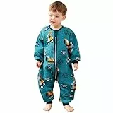ZIGJOY Baby Schlafsack mit Füßen Langarm Hüft Reißverschluss 100% Baumwolle 1.5 TOG kinderSchlafsack Pyjama Ganzjahres für 2-4 Jahre Säuglinge Kleinkinder Kinder Jungen Mädchen Bagger