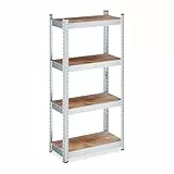 Relaxdays Schwerlastregal, HxBxT: 120 x 60 x 30 cm, 700 kg, verzinkter Stahl, Lagerregal Keller & Garage, braun/Silber