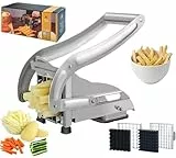 COOK A FUTURE Pommesschneider, Kartoffelschneider, Kartoffelschneider aus Edelstahl, mit 2 Klingengrößen und Rutschfester Saugbasis, perfekt für den Einsatz in der Heißluftfritteuse