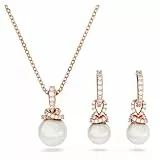 Swarovski Originally Set, Rosé Vergoldete Halskette und Ohrringe mit Kristallperlen und Strahlenden Swarovski Kristallen