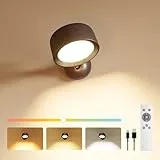 FULEN Wandleuchte Innen,LED Wandleuchten mit 18 Farbmodi,8000mAh Akku Wandleuchte,Dimmbar,Touch und Fernbedienung,360° Drehbare Wandleuchten Innen Kabellose für Schlafzimmer Wohnzimmer,Schwarz 1 Stück