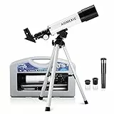 AOMEKIE Teleskop für Kinder und Erwachsene, Astronomie-Anfänger, 50 mm, Refraktor, Teleskop mit Stativ und Tasche, Geschenk für Kinder, Lernanfänger