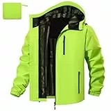 FemiChic Regenjacke Herren Wasserdicht Atmungsaktiv Outdoor Fahrrad Dünne Ultraleichte Wanderjacke für Rain Camping Sommer Leichte Jacke(Grün,M)