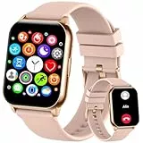 Smartwatch Damen Herren mit Telefonfunktion/Message Reminder, 80+ Sportmodi IP68 Wasserdicht Fitnessuhr, 1,96' Smart Watch, Sportuhr mit Puls-Schlaf-Monitor Schrittzähler, Uhr für Android iOS(Rosa)
