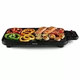 Tefal Plancha Booster Tischgrill, 2200 W, extra große Grillfläche, Boost-Zone, 6 Temperaturstufen, durchgängige Grillplatten, inklusive Fettablaufrinne, Thermo-Spot, Schwarz, CB6428