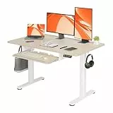 Claiks Schreibtisch Höhenverstellbar Elektrisch mit Tastaturablage, 120 x 60 cm Elektrischer Schreibtisch,Höhenverstellbarer Schreibtisch Computertisch mit Memoryfunktion,Standing Desk, Beige