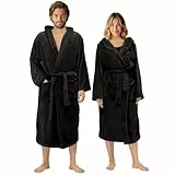 HOMELEVEL Flanell Übergrößen Bademantel Unisex für Damen und Herren Morgenmantel Saunamantel Reisebademantel Kuschelig weich Sauna Morgenrock