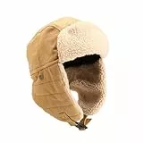 Sporgard Fliegermütze mit Ohrenklappen aus Wollmischgewebe, russische Wintermütze, Uschanka-Jagdmütze, Khaki, M