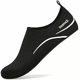 Sixspace Herren Damen Badeschuhe Wasserschuhe Aquaschuhe Strandschuhe Schnell Trocknend Slip on Breathable Schwimmschuhe Surfschuhe für Beach Pool Surfen Yoga 485 Schwarz 41 EU