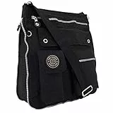 ekavale - leichte Damen-Umhängetasche - Praktische Crossbody-Handtasche - mit vielen fächern - Schultertasche wasserabweisende Damentasche (Schwarz)