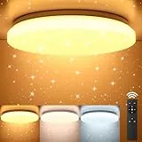 OPPEARL LED Deckenlampe Dimmbar 28cm, LED Deckenleuchte mit Fernbedienung 24W 2400LM Sternenhimmel Rund Lampe für Kinderzimmer Wohnzimmer Schlafzimmer Büro Esszimmer Küche 3000K-6500K