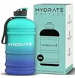 HYDRATE 2,2 Liter Trinkflasche Sport - langlebig und extra stark - BPA-frei - ideal für: Fitnessstudio, Diät, Bodybuilding, Outdoor-Sport, Wandern und Büro - Große Wasserflasche (Blue Lagoon)