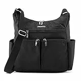 MHCNLL Crossbody-Handtasche für Damen, Anti-Diebstahl, RFID, Nylon, wasserdicht, leichte Umhängetasche, Schwarz, 11.5' x 4.8' x 12'