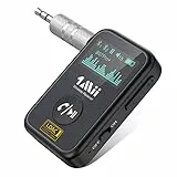 1Mii Aux Bluetooth Adapter Auto, Bluetooth 5.3 Empfänger mit LDAC, aptX-HD, OLED-Bildschirm, Dualer Kopplung, 14 Std. Akkulaufzeit, Freisprechanruf, für Autoradio/Stereoanlage/Lautsprecher