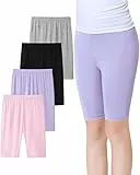 Domee Mädchen Leggings Kurze Hose Radlerhose Sommer 4er-Pack Helle Mischfarbe 152-158 (Herstellergröße 160)