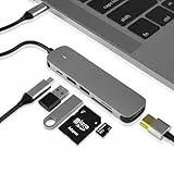 USB C HUB, Dongle USB C Adapter 6 in 1 mit USB 3.0 Anschluss, 4K-HDMI, USB C Anschluss/PD, SD/TF Kartenleser, Dockingstation Kompatibel mit MacBook Pro/Air Laptop und weiteren Typ C Geräten