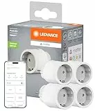 LEDVANCE SMART+ Indoor Plug, Smarte Steckdose mit Matter over WiFi, zur Einbindung konventioneller Geräte ins Smart Home, kompatibel mit Alexa, Google & Apple, misst&spart Stromverbrauch, weiss,4-Pack