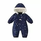 JiAmy Baby Schneeanzug, Baby Jungen Mädchen Winter Overall Strampler Neugeborenes Schneeoverall Marineblau 6-12 Monate
