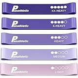 Panathletic Fitnessbänder, 5er Set – 5 Verschiedene Stärken, Übungsanleitung, eBook auf Deutsch, Tragebeutel – 5X Fitnessband, Gymnastikband, Widerstandsband