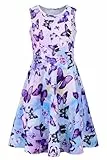 AIDEAONE Mädchenkleid Sommerkleid Mädchen Schmetterling Kleid Lila Kleid 10-12 Jahre, XL