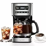 Taylor Swoden Kaffeemaschine 1,8L mit 24H Timer, Eiskaffee-Modus, 3-stufige Stärkeauswahl automatische Reinigung, Filterkaffeemaschine mit Glaskanne & Tropf-Stopp, Wiederverwendbarem Filter, Schwarz