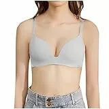 Damen BH ohne Bügel Bequemer Nahtloser BHS Trägerverstellbarer Softschalen BH Minimizer-BHS Seamless Push Up Tshirt BH Soft Baumwolle Klassischer BH Sale Angebote Grau S