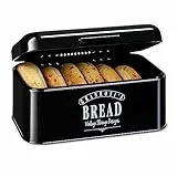 Granrosi Brotkasten - Retro-Brotbox mit Scharnierdeckel -platzsparende Aufbewahrungsbox für längeres und frischeres Essen - Brottopf - Brotaufbewahrung - Schwarz